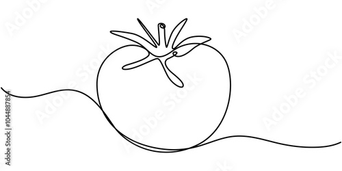One continuous line drawing Tomato vegetable. Tomato single line illustration, tomato slice continuous line vector illustration design, Abstract red shaped tomato. single line tomato icon
