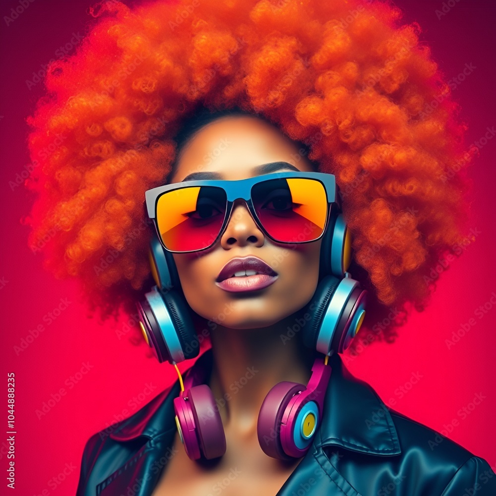 Digital Artwork of an African Woman Immersed in Music Digital Artwork of an African Woman Immersed in Music