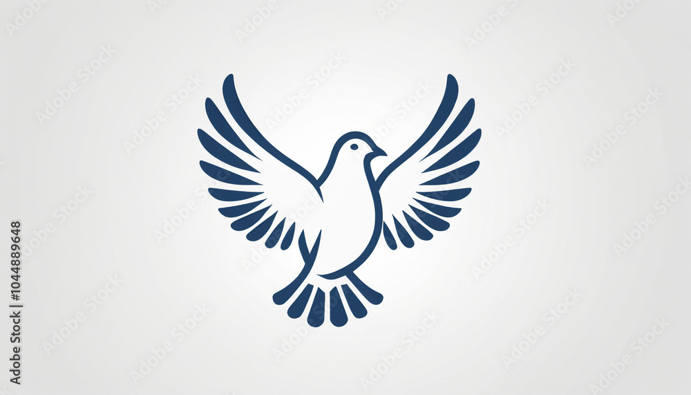 Obraz premium Symbol Logo Peace Dove Illustration Simple White.