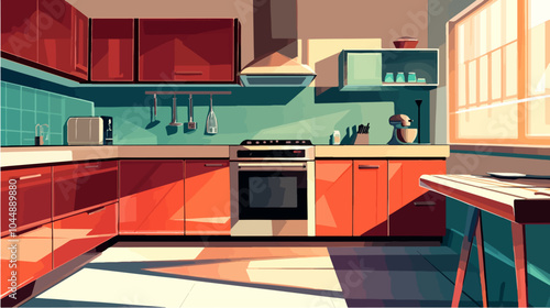 Illustration of a modern kitchen interior.
