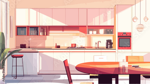 Illustration of a modern kitchen interior.