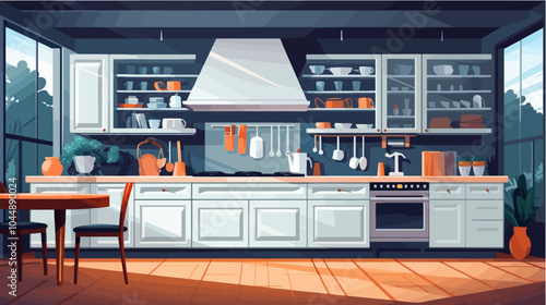 Illustration of a modern kitchen interior.