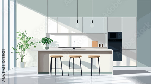 Illustration of a modern kitchen interior.