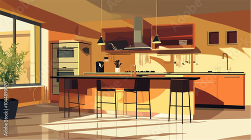 Illustration of a modern kitchen interior.