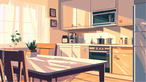 Illustration of a modern kitchen interior.