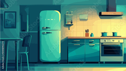 Illustration of a modern kitchen interior.