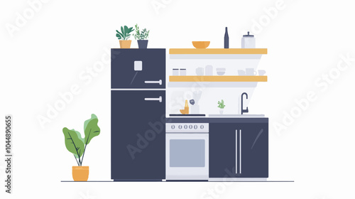 Illustration of a modern kitchen interior.