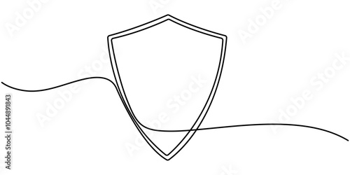 Continuous line drawing of shield One line protects linear symbol safety insurance concept vector illustration, Award badge continuous one line drawing, Social Skills Continuous Line Editable Icon
