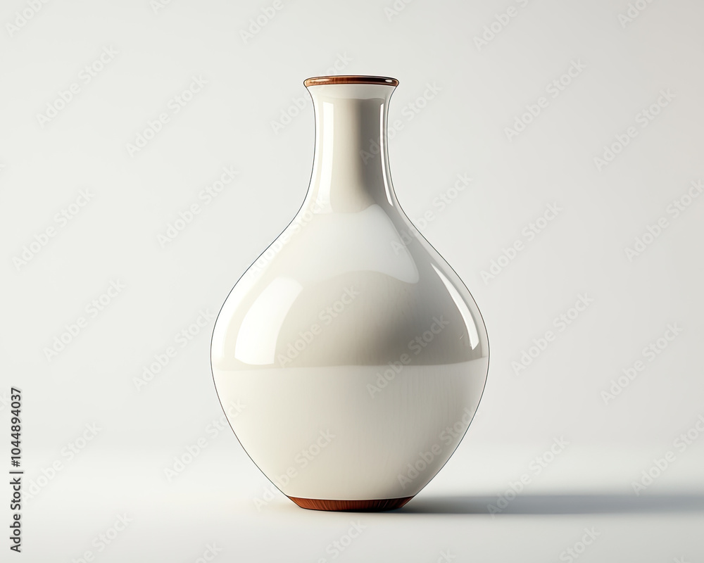 Elegant white ceramic vase with a minimalist design, isolated on a white background. Elegant white ceramic vase with a minimalist design, isolated on a white background.