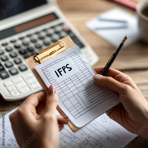 Person Filling Out IFPS Form on Clipboard photo