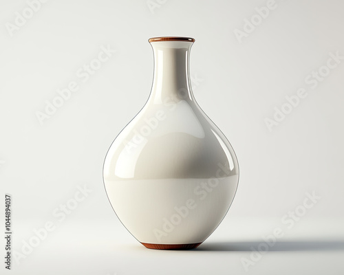 Elegant white ceramic vase with a minimalist design, isolated on a white background.