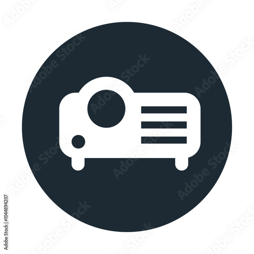 event icon video projector in circle gray color vector graphics