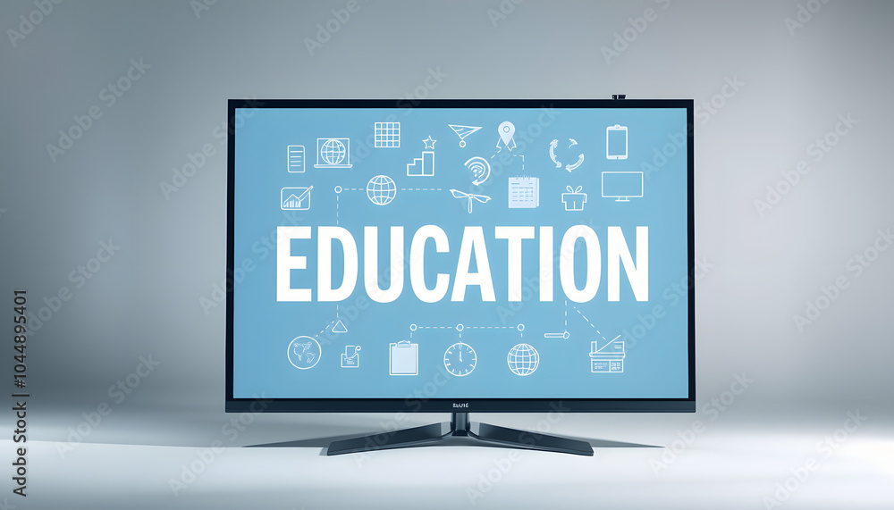 EDUCATION CONCEPT ON SCREEN isolated with white highlights, png EDUCATION CONCEPT ON SCREEN isolated with white highlights, png