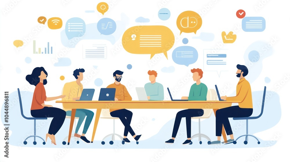 hybrid business team, professionals engaging in hybrid meetings and remote collaborations to achieve business goals illustrations hybrid business team, professionals engaging in hybrid meetings and remote collaborations to achieve business goals illustrations