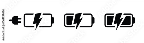 battery icon set. battery charge indicator, fast charging battery icon symbol sign collections. vector illustration