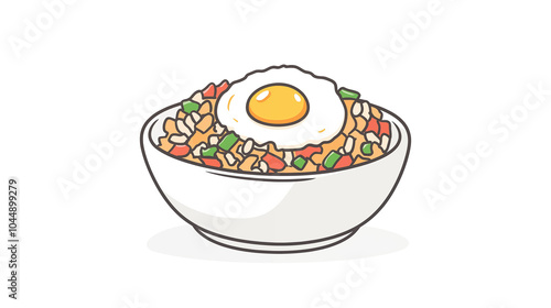 Cartoon egg fried rice illustration material 