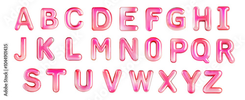 Alphabet in 3D warm creamy baby pink glossy gradient on white or transparent background