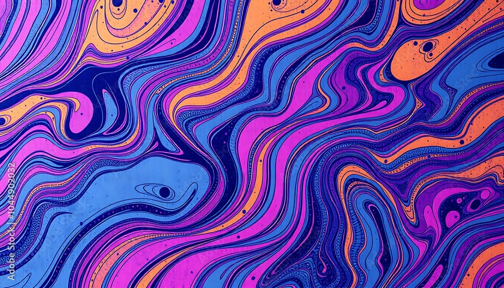Abstract Swirling Pattern in Blue, Pink, and Orang... Abstract Swirling Pattern in Blue, Pink, and Orang...