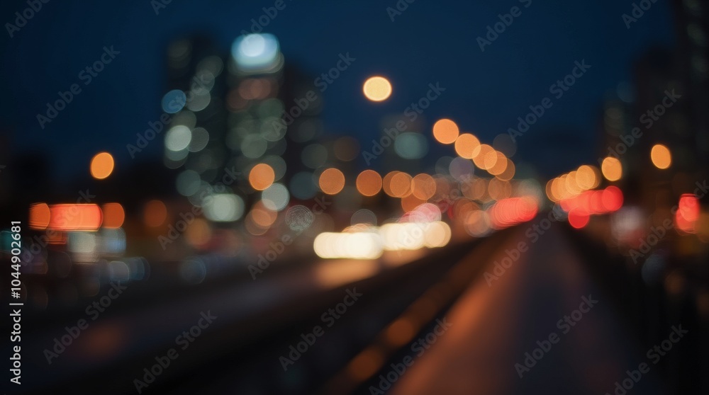 Blurred city street lights at night with bokeh effect in red, orange, and white tones Blurred city street lights at night with bokeh effect in red, orange, and white tones