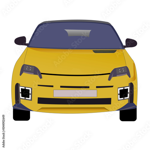Petite voiture citadine de couleur jaune de face