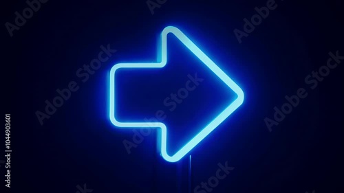 Arrow glowing sign on dark background