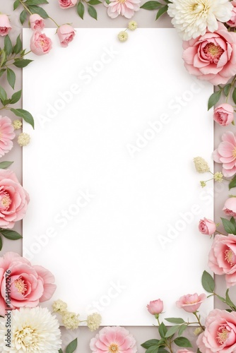 Wallpaper Mural Floral Frame with Blank White Paper for Text or Design Torontodigital.ca