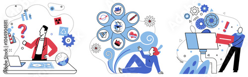 Logical analysis vector illustration. Analytical minds are architects, constructing bridges understanding with materials logical analysis The symphony rationality plays in auditorium
