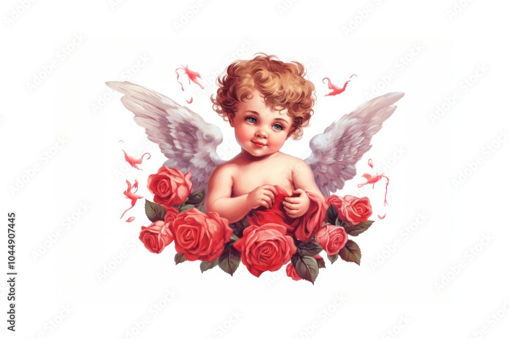 Fototapeta premium Portrait flower angel cupid.