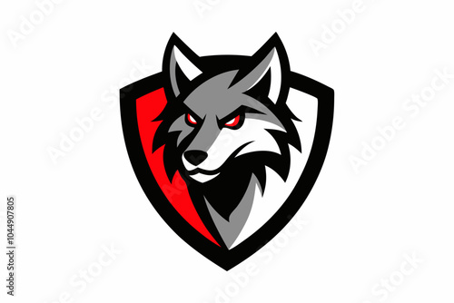 Wolves head mascot vector logo design vector illustration with shield on white.