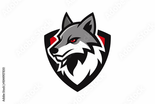 Wolves head mascot vector logo design vector illustration with shield on white.