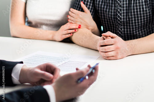 Картината върху платно Couple in meeting with notary, financial advisor or lawyer