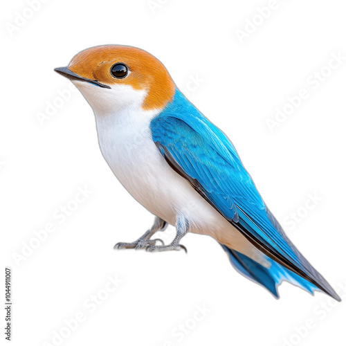 Blue and white bird with orange crown transparent background isolated photo