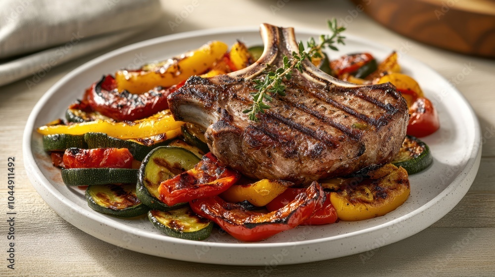 The Grilled Steak with Vegetables The Grilled Steak with Vegetables
