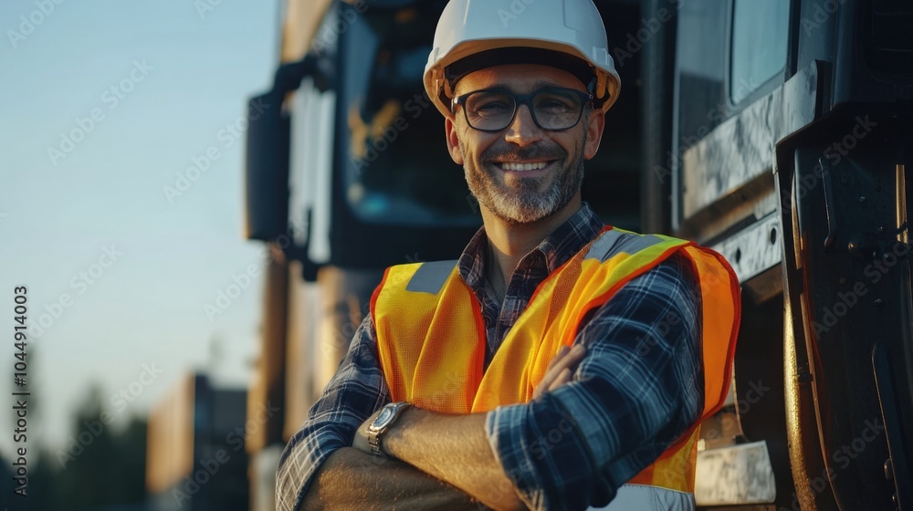 A worker wearing protective gear on a construction site A worker wearing protective gear on a construction site