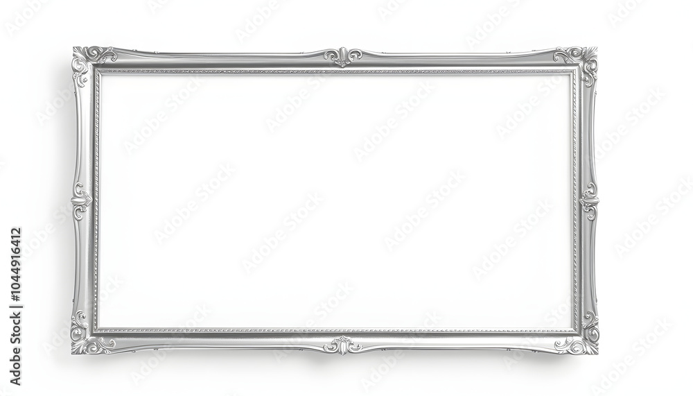 Silver frame mockup isolated with white highlights, png Silver frame mockup isolated with white highlights, png