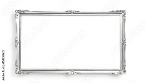 Silver frame mockup isolated with white highlights, png