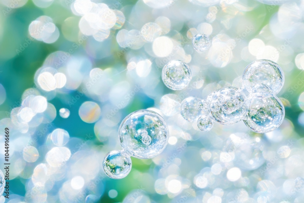 Ethereal soap bubbles floating on bokeh background Ethereal soap bubbles floating on bokeh background