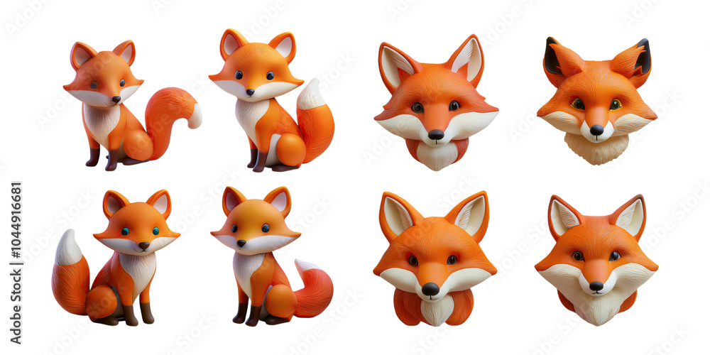 Cute Cartoon Fox Characters Collection, PNG collection, set bundle, isolate on transparent or white background Cute Cartoon Fox Characters Collection, PNG collection, set bundle, isolate on transparent or white background