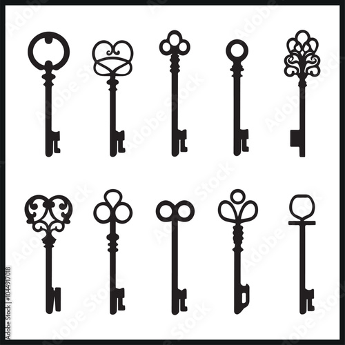 Antique keys silhouette