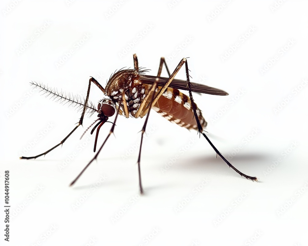Mosquito Isolated on White Background. Closeup of Insect with Macro View Mosquito Isolated on White Background. Closeup of Insect with Macro View