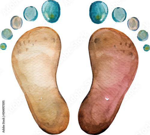 foot print on white background, retro cute  baby footprint on white, Baby girl boy footprints, perfect for baby shower party. Pink newborn feet silhouettes.