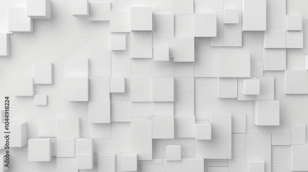 Abstract white geometric landscape featuring interconnected cubes, creating a sense of depth and structure, ideal for modern design and digital art applications. Abstract white geometric landscape featuring interconnected cubes, creating a sense of depth and structure, ideal for modern design and digital art applications.
