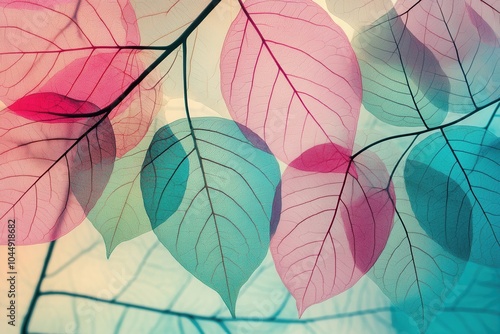 Ethereal translucent leaves in soft pastel colors