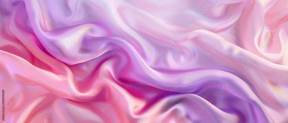Fototapeta premium Lustrous Purple Pink Silk Fabric, a smooth and flowing textile showcasing a stunning gradient blend of deep purple and soft pink, perfect for elegant draping or luxurious garments.