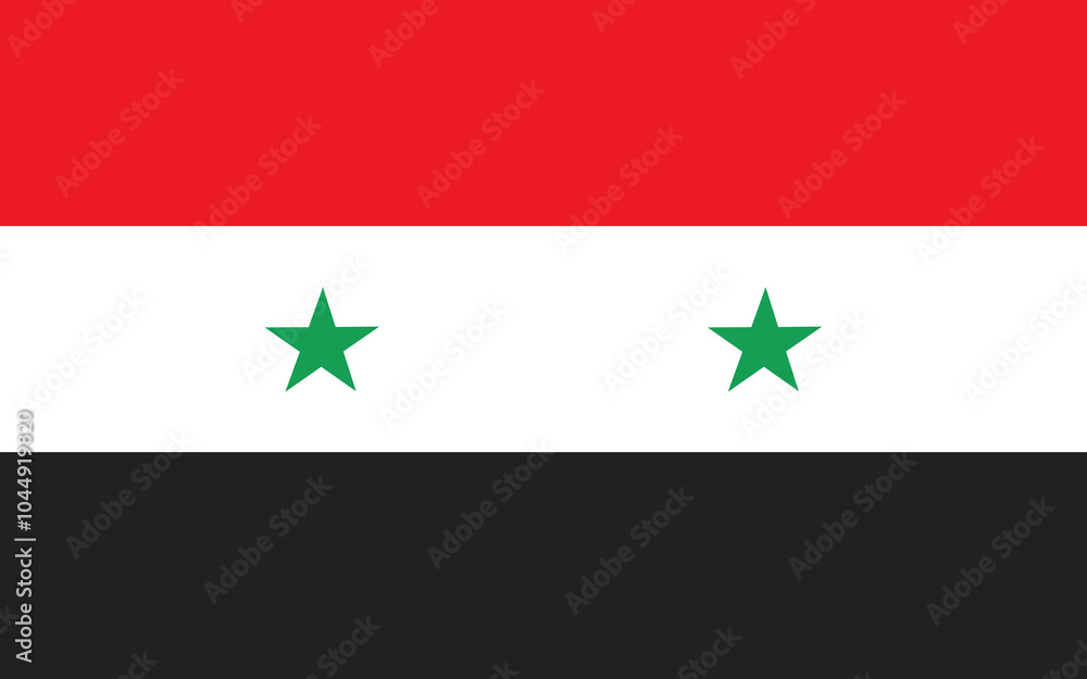 The flag of Syria. Flag icon. Standard color. Standard size. A rectangular flag. Computer illustration. Digital illustration. Vector illustration. The flag of Syria. Flag icon. Standard color. Standard size. A rectangular flag. Computer illustration. Digital illustration. Vector illustration.