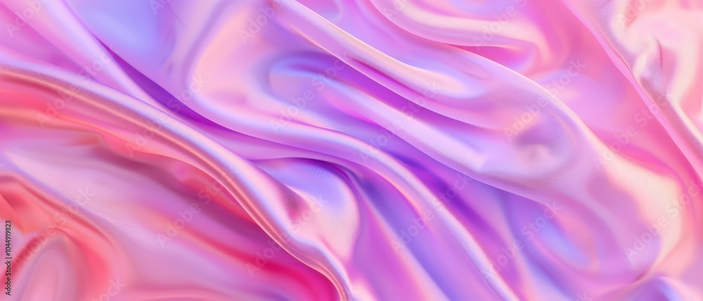 Obraz premium Silk Fabric in Gradient Purple and Pink, a luxurious and elegant textile featuring a smooth blend of rich purple and soft pink hues, perfect for fashion and decor.