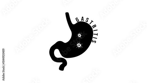 Gastritis emblem, black isolated silhouette