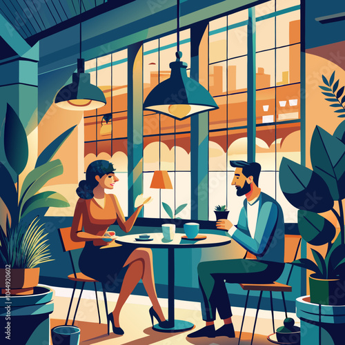 couple drinking coffee in cafe