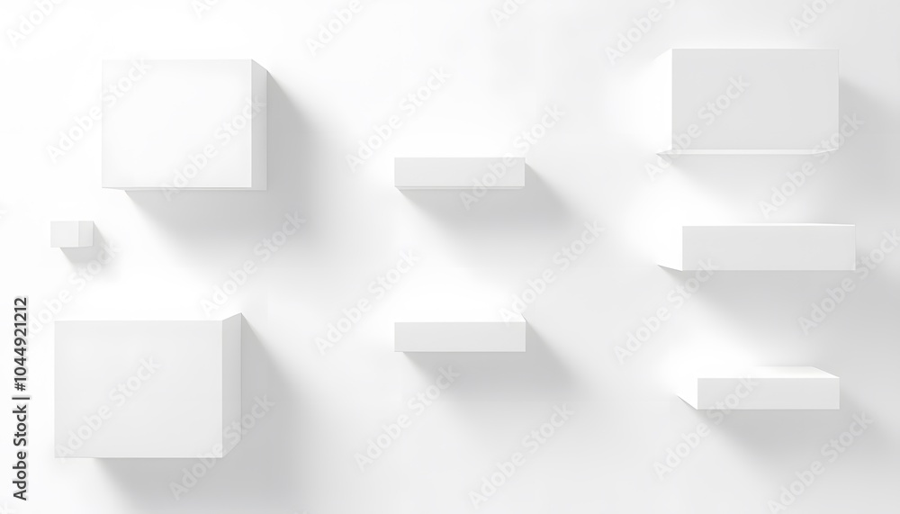 Abstract White Geometric 3D Block Pattern Background Abstract White Geometric 3D Block Pattern Background