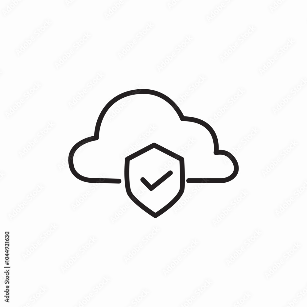 cloud shield protection icon sign vector cloud shield protection icon sign vector